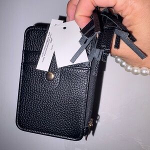 Black Textured Card Holder with Tassels